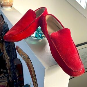 BOSS Red Suede Driving Loafers Men Size 7.5